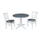 International Concepts Round 36 in Rd Top Pedestal Table, 2 Emily Chairs, White/Heather Gray, 36 in W, 36 in L, 29.9 in H K05-36RT-27B-C617P - alternate 1